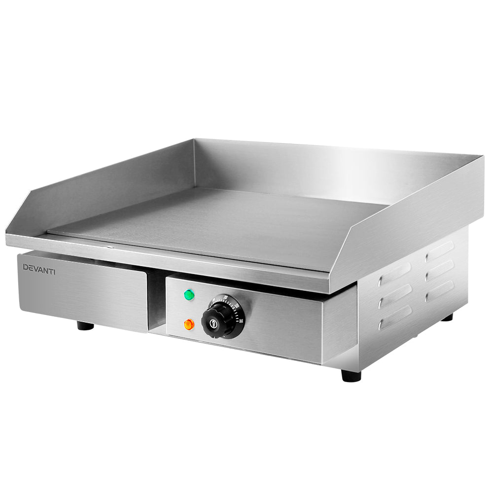 Devanti Commercial Electric Griddle BBQ Grill Pan Hot Plate Stainless Steel-Appliances &gt; Kitchen Appliances-PEROZ Accessories