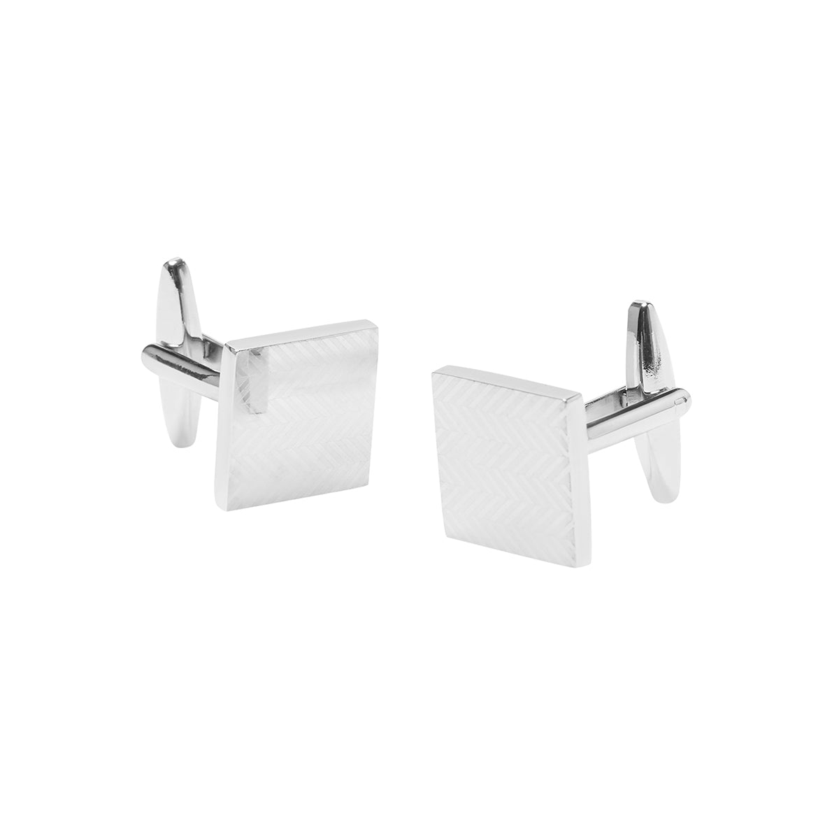 CUFFLINKS. Nickel Polished. Zig Zag Laser. Square. Supplied in case.-Cufflinks-PEROZ Accessories