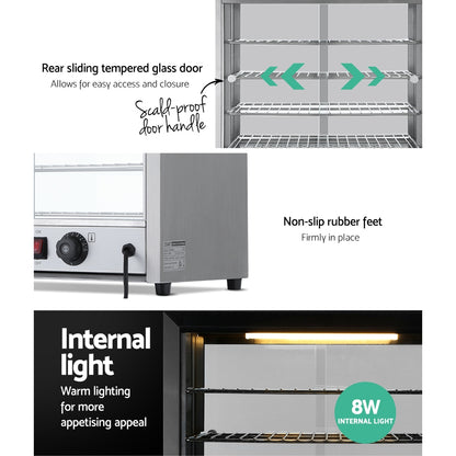 Devanti Commercial Food Warmer Pie Hot Display Showcase Cabinet Stainless Steel-Appliances &gt; Kitchen Appliances-PEROZ Accessories
