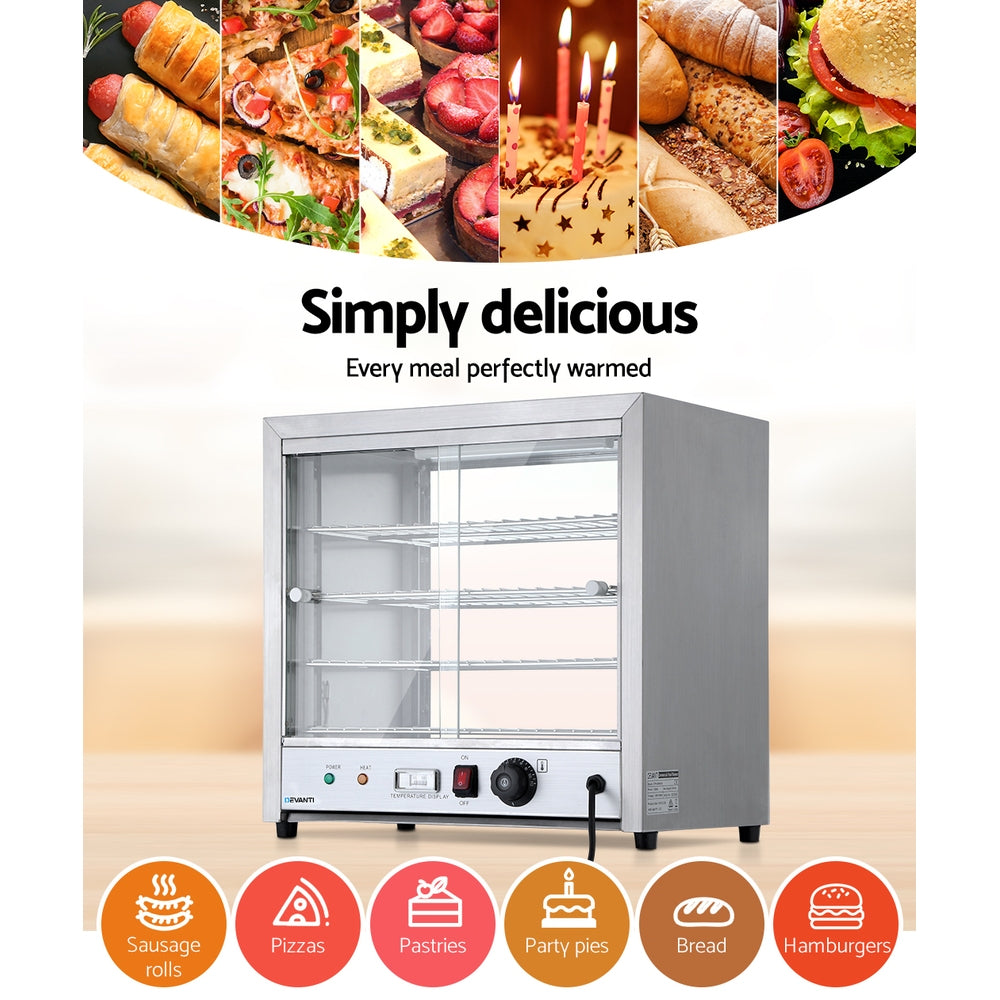 Devanti Commercial Food Warmer Pie Hot Display Showcase Cabinet Stainless Steel-Appliances &gt; Kitchen Appliances-PEROZ Accessories