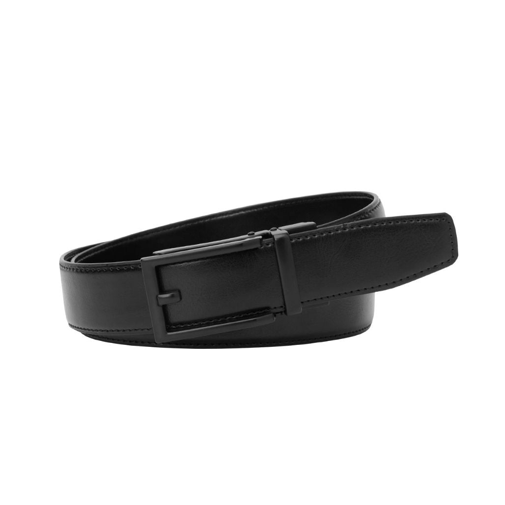 CLARKE Black. Men’s Auto Leather Belt. 35mm width.-Classic Belts-PEROZ Accessories