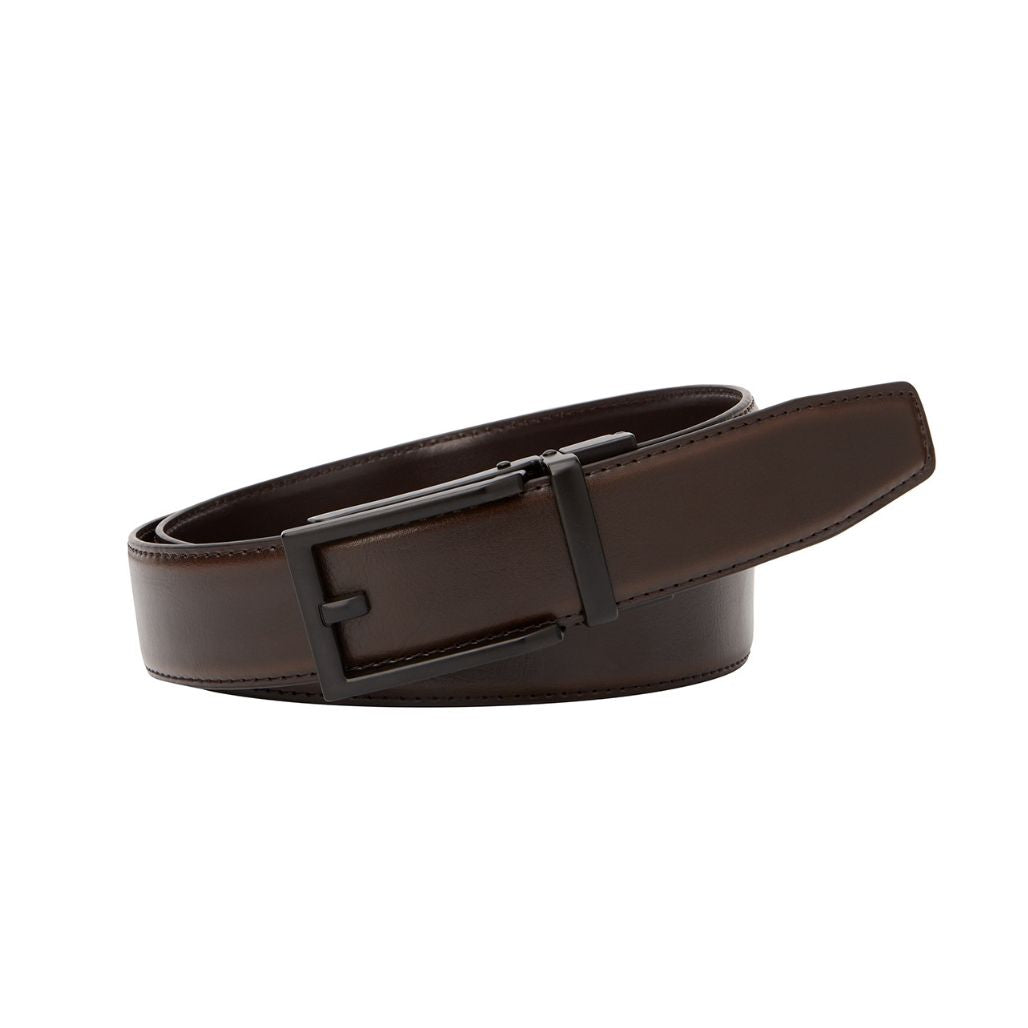 CLARKE Brown. Men’s Auto Leather Belt. 35mm width.-Classic Belts-PEROZ Accessories