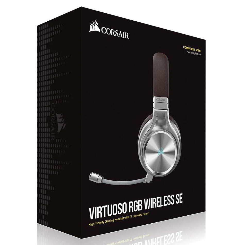 CORSAIR Virtuoso Wireless RGB Pearl 7.1 Headset. High Fidelity Ultra Comfort, supports USB and 3.5mm Gaming Headset-Headphones-PEROZ Accessories