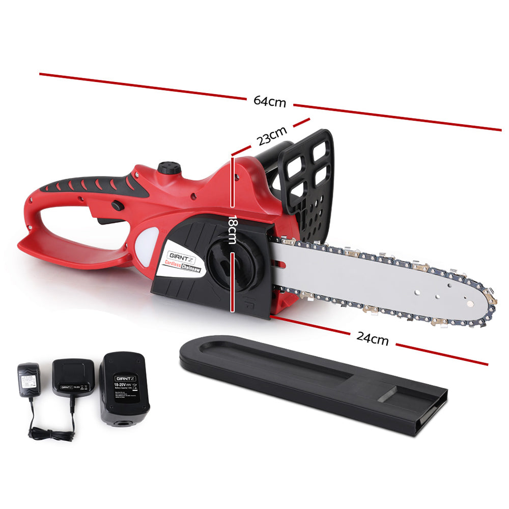 Giantz 20V Cordless Chainsaw - Black and Red-Tools &gt; Industrial Tools-PEROZ Accessories
