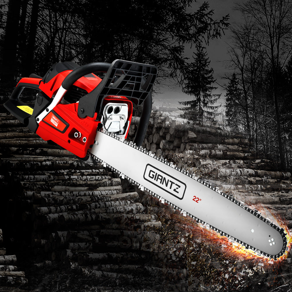 Giantz Chainsaw 58cc Petrol Commercial Pruning Chain Saw E-Start 22&