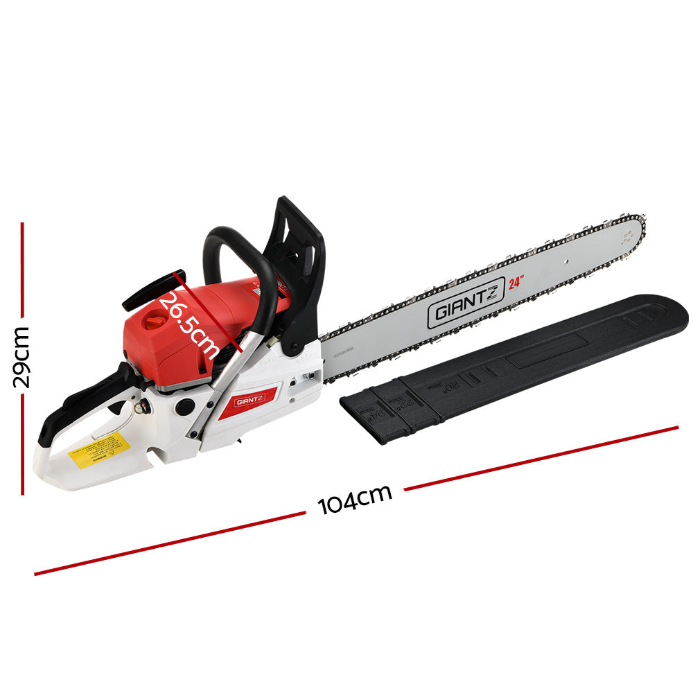 Giantz 62cc Chainsaw Petrol Commercial 24&quot; Bar E-Start Tree Chain Saw 5.2HP-Tools &gt; Power Tools-PEROZ Accessories