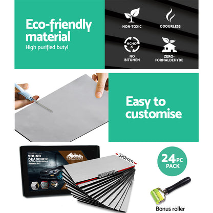 Weisshorn Butyl Car Sound Deadener Deadening Insulation Material with Application Roller 32CM X 50CM X 24pcs-Auto Accessories &gt; Auto Accessories Others-PEROZ Accessories