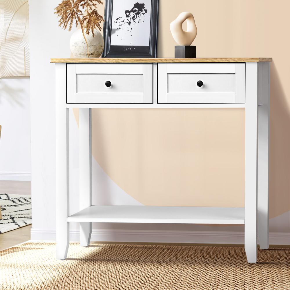 Oikiture Console Table Hallway Entry 2 Drawers Hall Side Display Shelf Desk-Console Table-PEROZ Accessories