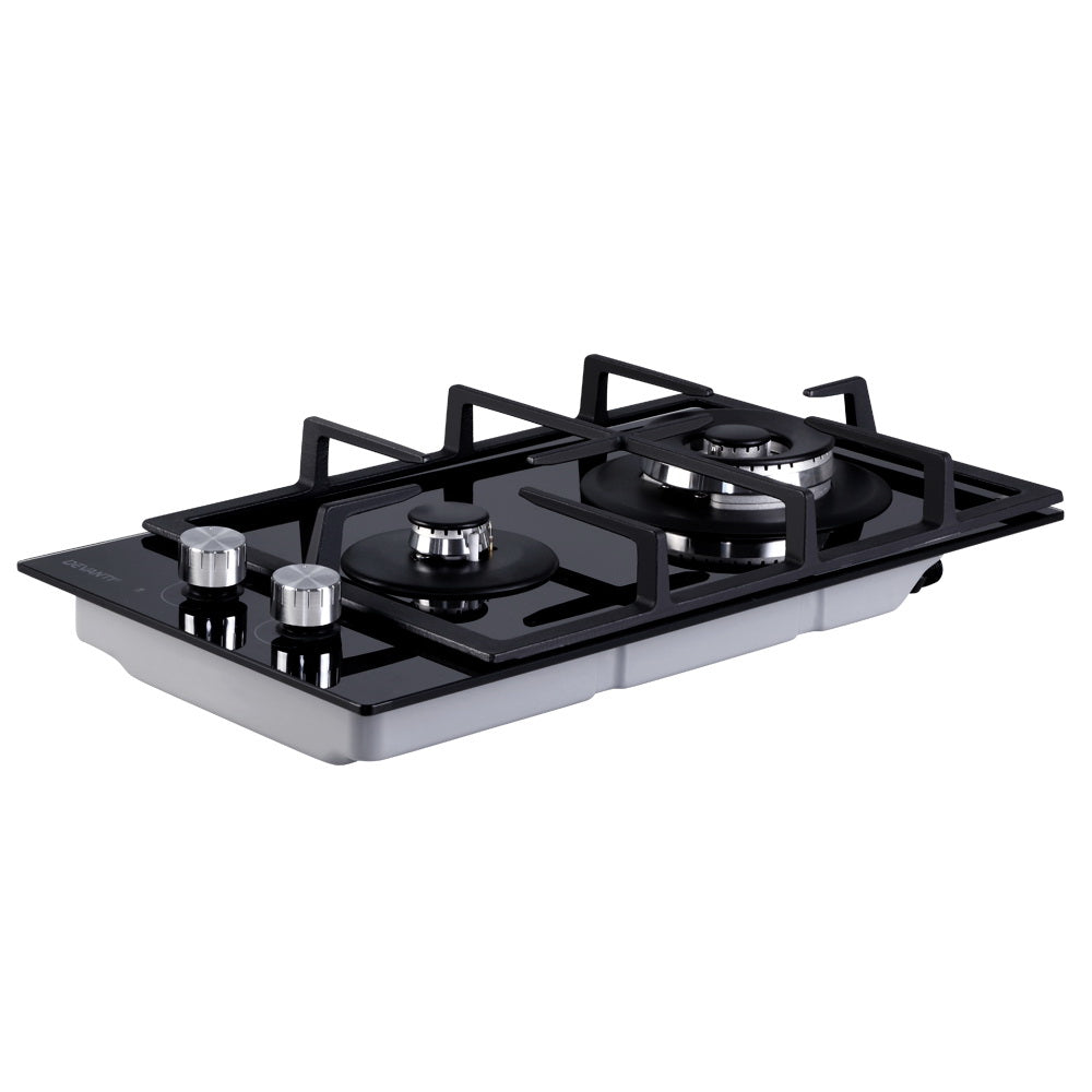 Devanti Gas Cooktop 30cm Gas Stove Cooker 2 Burner Cook Top Konbs NG LPG Black-Appliances &gt; Kitchen Appliances-PEROZ Accessories