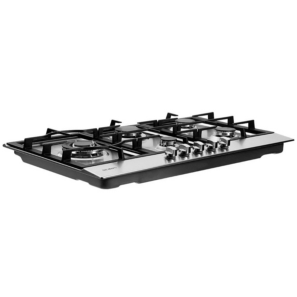 Devanti Gas Cooktop 90cm Kitchen Stove Cooker 5 Burner Stainless Steel NG/LPG Silver-Appliances &gt; Kitchen Appliances-PEROZ Accessories