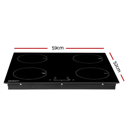 Devanti Electric Induction Cooktop 60cm Ceramic 4 Zones Stove Cook Top Hot Plate-Appliances &gt; Kitchen Appliances-PEROZ Accessories