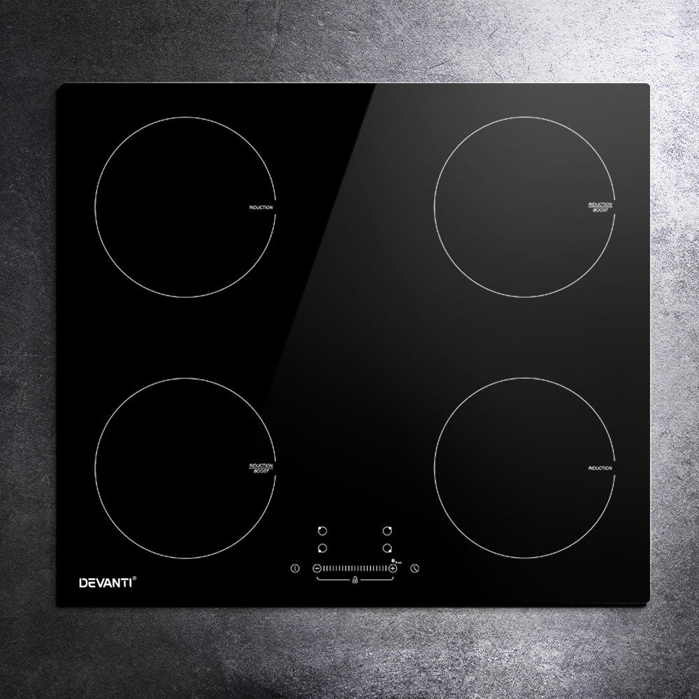Devanti Electric Induction Cooktop 60cm Ceramic 4 Zones Stove Cook Top Hot Plate-Appliances &gt; Kitchen Appliances-PEROZ Accessories