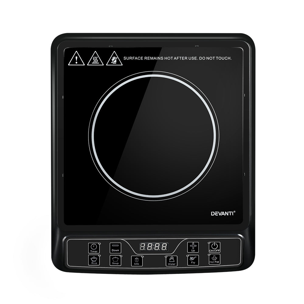 Devanti Electric Induction Cooktop Portable Cook Top Ceramic Kitchen Hot Plate-Appliances &gt; Kitchen Appliances-PEROZ Accessories