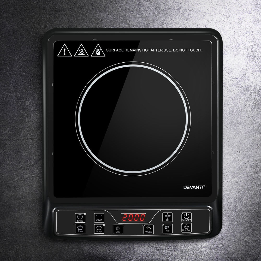 Devanti Electric Induction Cooktop Portable Cook Top Ceramic Kitchen Hot Plate-Appliances &gt; Kitchen Appliances-PEROZ Accessories