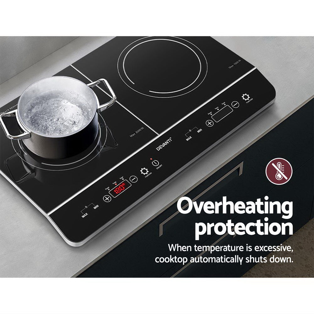 Devanti Electric Induction Cooktop 60cm Portable Kitchen Ceramic Glass Cooker-Appliances &gt; Kitchen Appliances-PEROZ Accessories