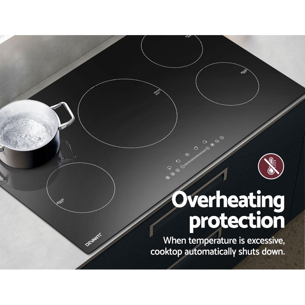 Devanti Induction Cooktop 90cm Electric Cooker Ceramic 5 Zones Stove Hot Plate-Appliances &gt; Kitchen Appliances-PEROZ Accessories