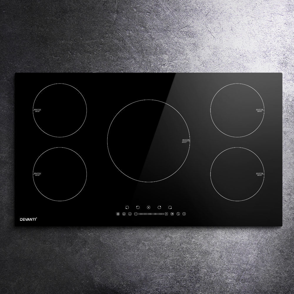 Devanti Induction Cooktop 90cm Electric Cooker Ceramic 5 Zones Stove Hot Plate-Appliances &gt; Kitchen Appliances-PEROZ Accessories