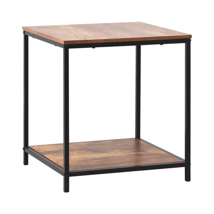 Oikiture Side End Table Coffee Table Bedside Shelf 2-Tier Industrial Furniture-Coffee Table-PEROZ Accessories
