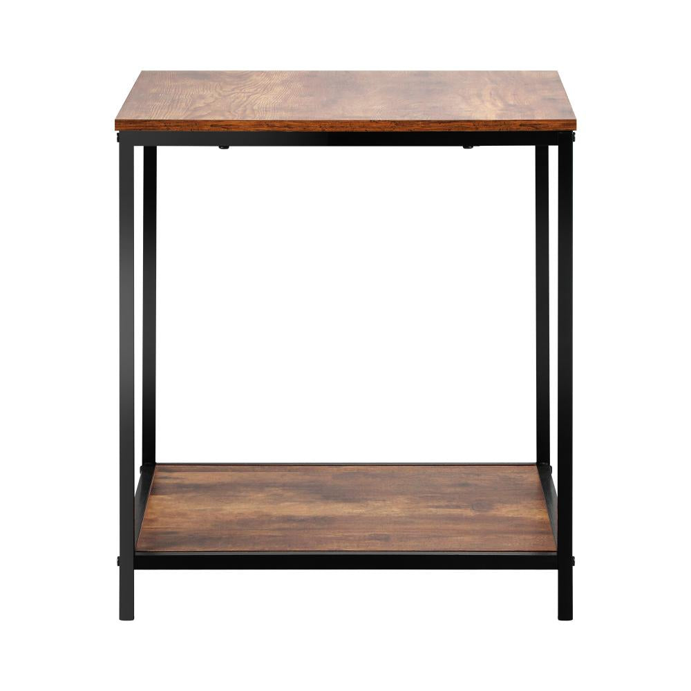 Oikiture Side End Table Coffee Table Bedside Shelf 2-Tier Industrial Furniture-Coffee Table-PEROZ Accessories