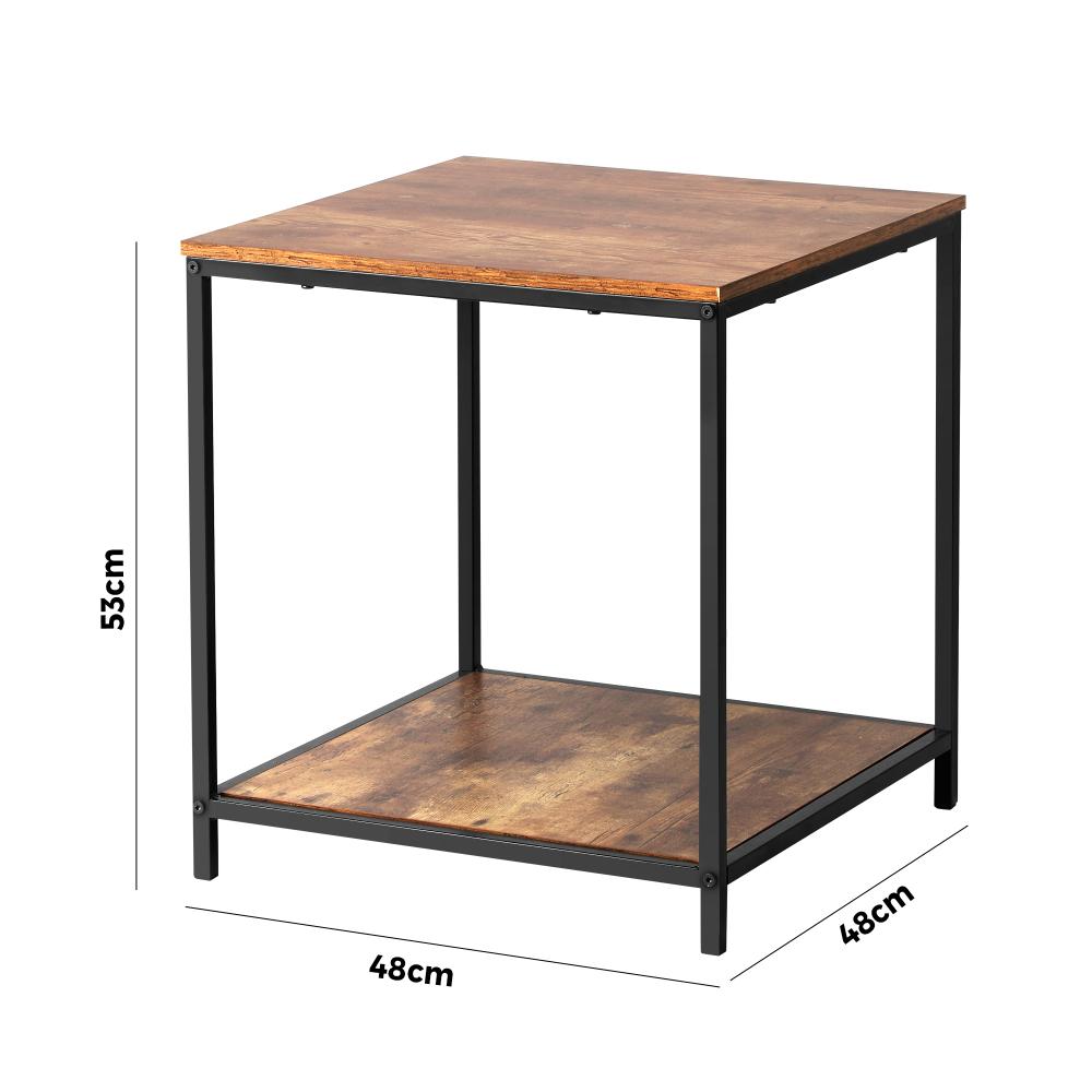 Oikiture Side End Table Coffee Table Bedside Shelf 2-Tier Industrial Furniture-Coffee Table-PEROZ Accessories