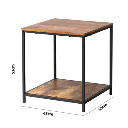 Oikiture Side End Table Coffee Table Bedside Shelf 2-Tier Industrial Furniture-Coffee Table-PEROZ Accessories