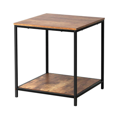 Oikiture Side End Table Coffee Table Bedside Shelf 2-Tier Industrial Furniture-Coffee Table-PEROZ Accessories