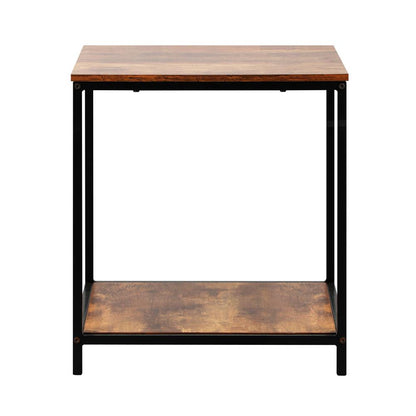 Oikiture Side End Table Coffee Table Bedside Shelf 2-Tier Industrial Furniture-Coffee Table-PEROZ Accessories