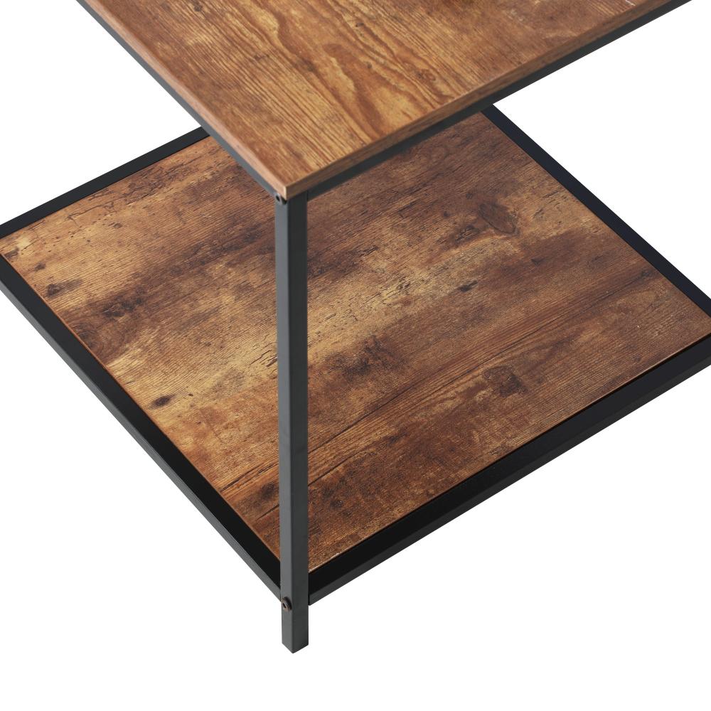 Oikiture Side End Table Coffee Table Bedside Shelf 2-Tier Industrial Furniture-Coffee Table-PEROZ Accessories