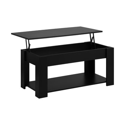 Oikiture Coffee Table with Lift Up Top and Storage Space, Wooden Side Table Black-Coffee Table-PEROZ Accessories