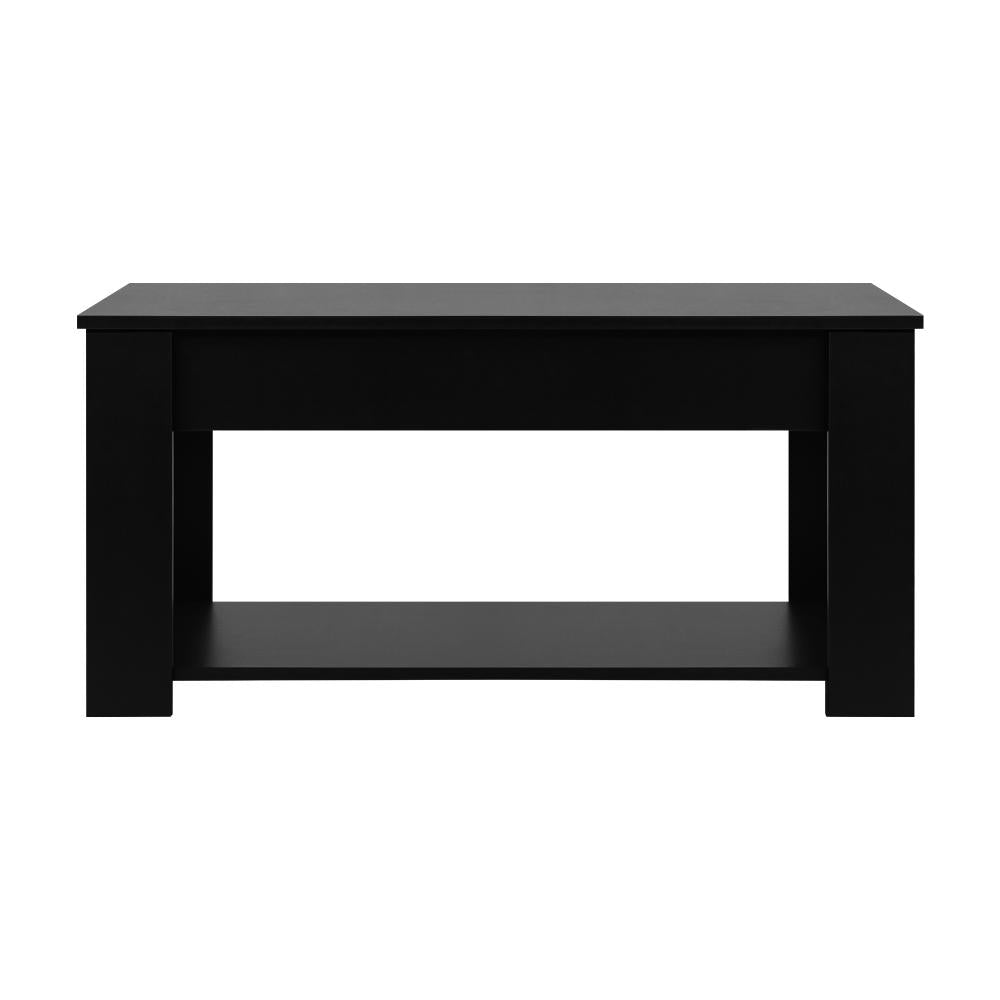 Oikiture Coffee Table with Lift Up Top and Storage Space, Wooden Side Table Black-Coffee Table-PEROZ Accessories