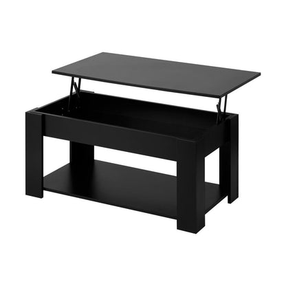 Oikiture Coffee Table with Lift Up Top and Storage Space, Wooden Side Table Black-Coffee Table-PEROZ Accessories