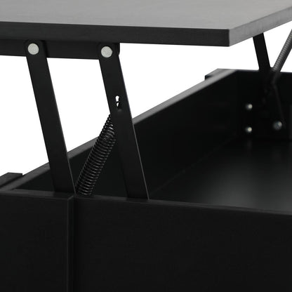 Oikiture Coffee Table with Lift Up Top and Storage Space, Wooden Side Table Black-Coffee Table-PEROZ Accessories