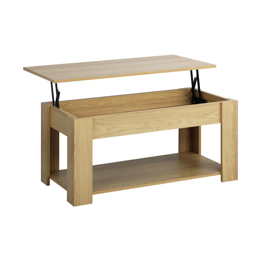 Oikiture Coffee Table with Lift Up Top and Storage Space, Wooden Side Table Beige-Coffee Table-PEROZ Accessories