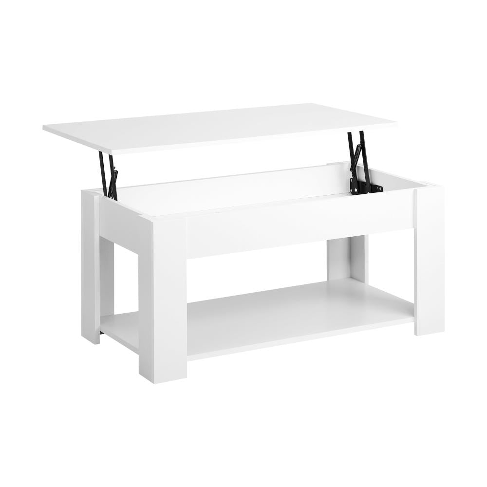 Oikiture Coffee Table with Lift Up Top and Storage Space, Wooden Side Table White-Coffee Table-PEROZ Accessories