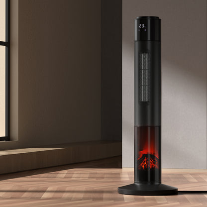 Devanti Electric Ceramic Tower Heater 3D Flame Oscillating Remote Control 2000W-Appliances &gt; Heaters-PEROZ Accessories