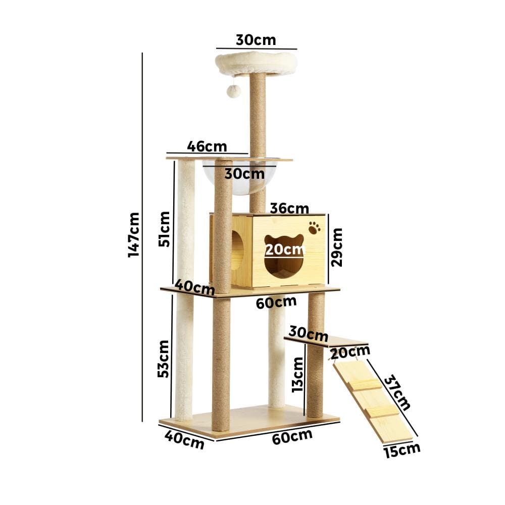 Alopet Cat Tree Trees Wooden Scratching Post Scratcher Tower Condo Pet Furniture-Cat Tree-PEROZ Accessories