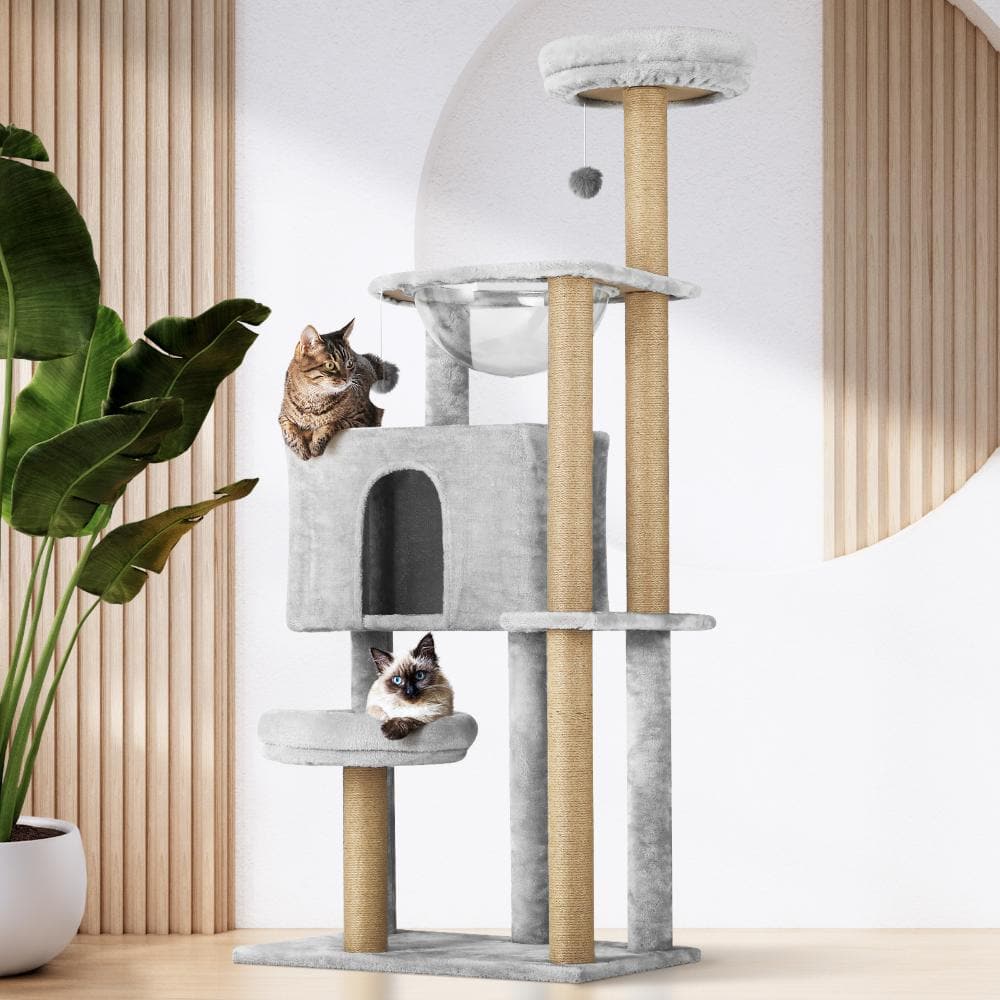 Alopet 140cm Cat Tree, Grey Cat Tower Cat Scratching Post-Cat Tree-PEROZ Accessories