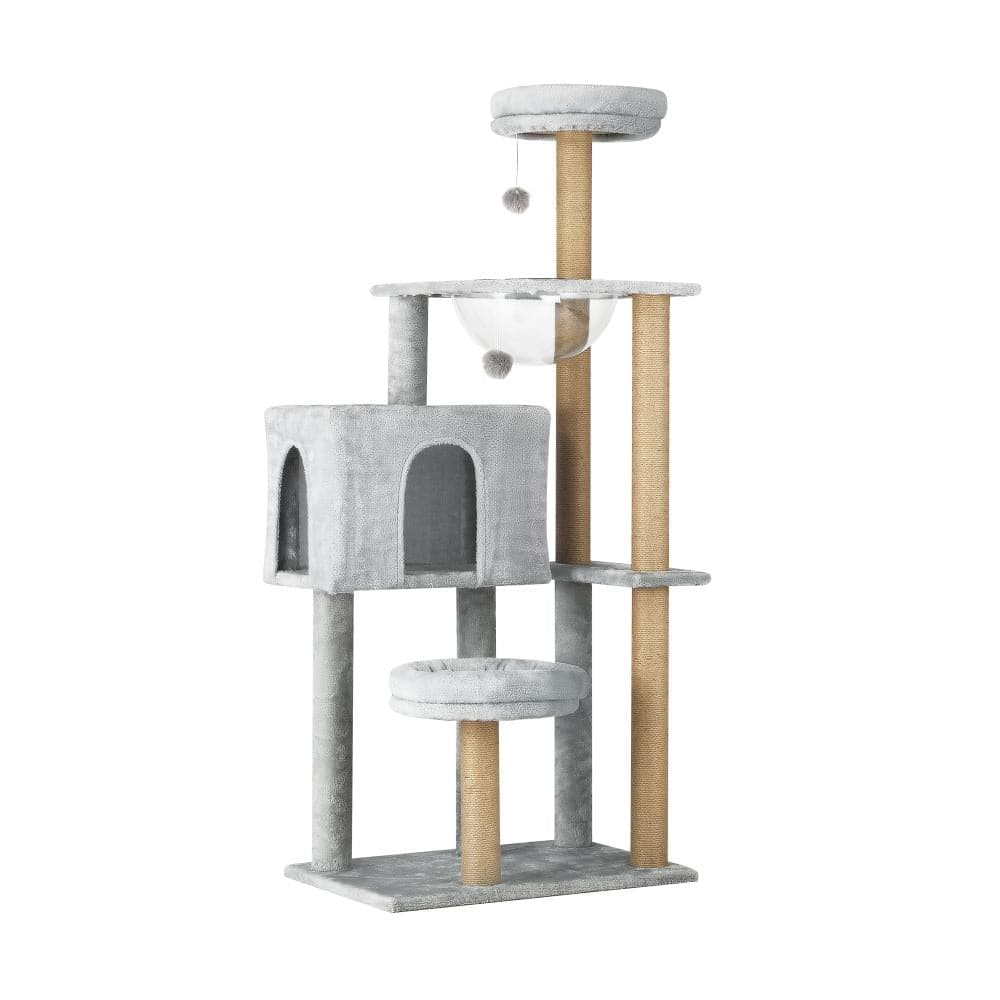 Alopet 140cm Cat Tree, Grey Cat Tower Cat Scratching Post-Cat Tree-PEROZ Accessories
