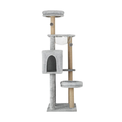Alopet 140cm Cat Tree, Grey Cat Tower Cat Scratching Post-Cat Tree-PEROZ Accessories