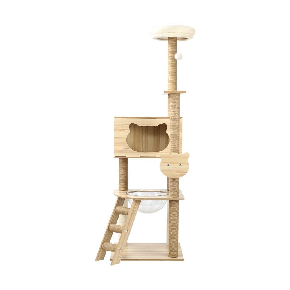 Alopet 162cm Wooden Cat Tree with Ladder, Cat Condo and Scratching Post Cat Tower-Cat Tree-PEROZ Accessories