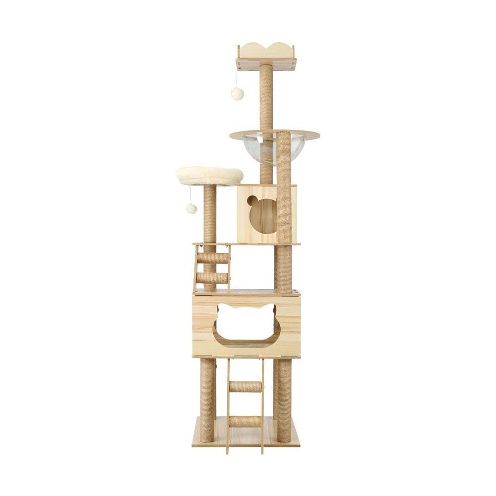 Alopet 190cm Wooden Cat Tree with Ladder, Cat Condo and Scratching Post Cat Tower-Cat Tree-PEROZ Accessories