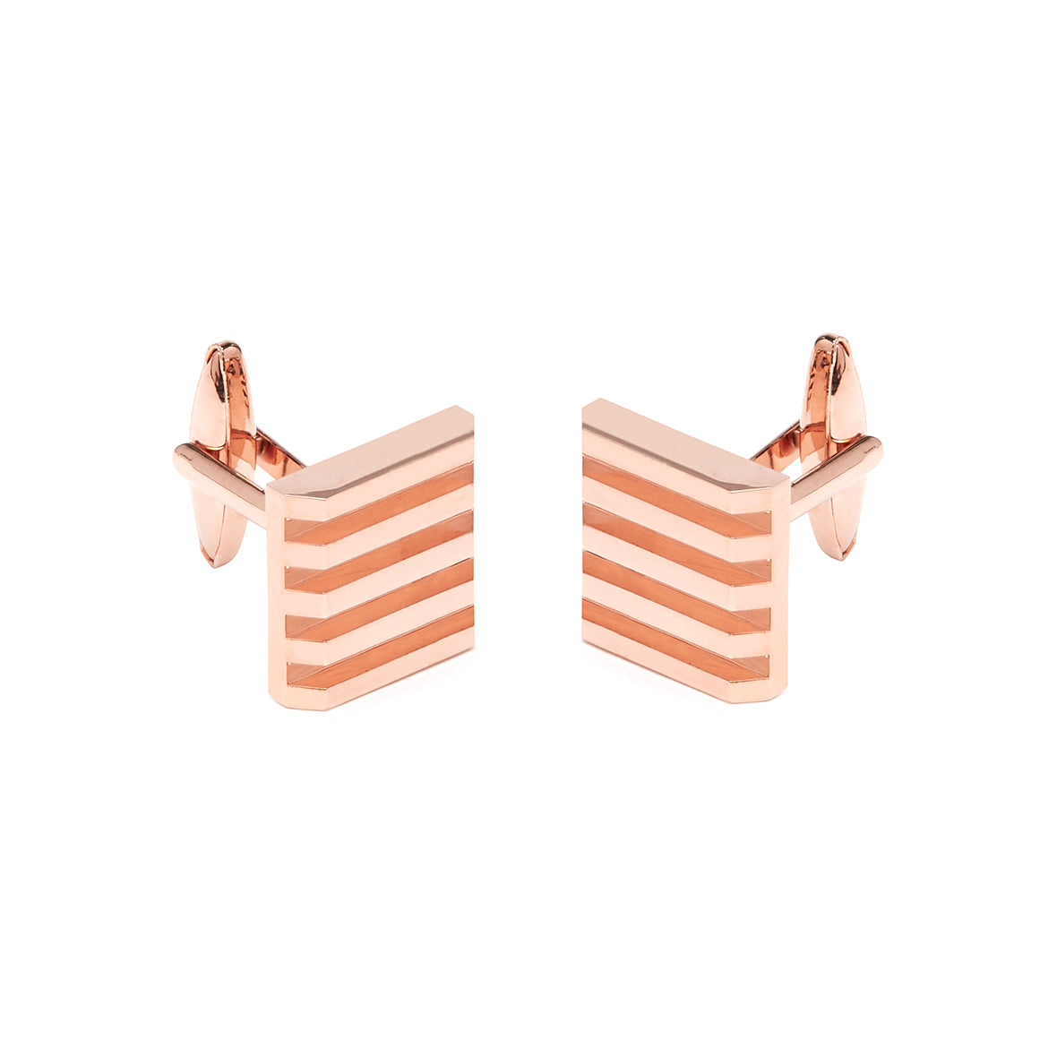 CUFFLINKS. Faux Rose Gold. Solid Stripe. Square. Supplied in case.-Cufflinks-PEROZ Accessories