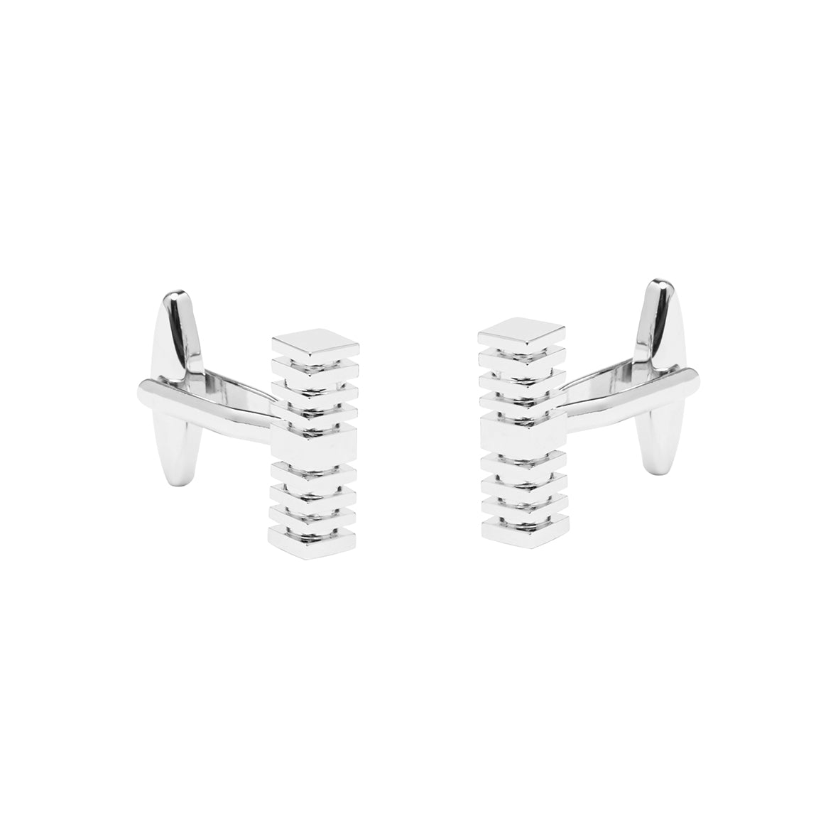 CUFFLINKS. Nickel Polished. Solid Stripe. Rod. Supplied in case.-Cufflinks-PEROZ Accessories