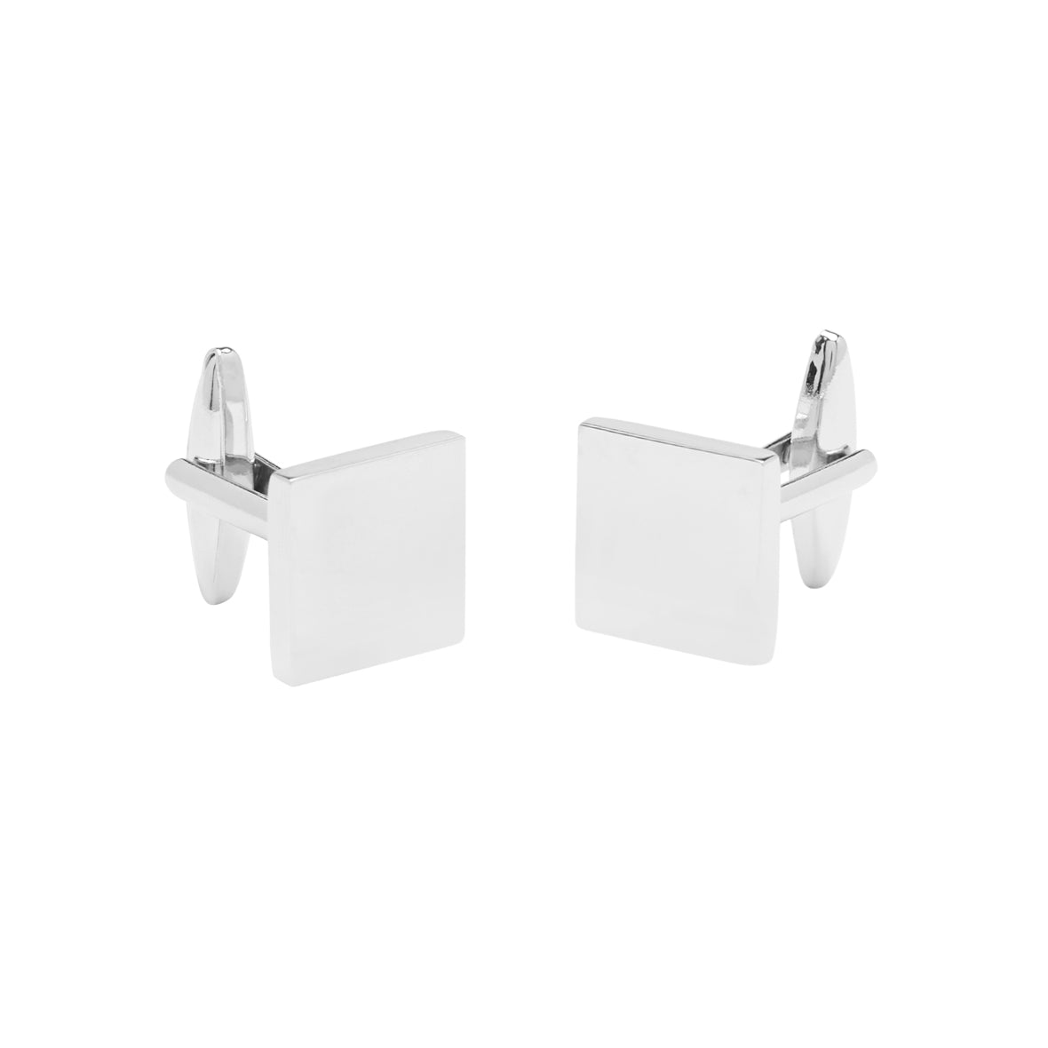 CUFFLINKS. Nickel Polished. Plain. Square. Supplied in case.-Cufflinks-PEROZ Accessories