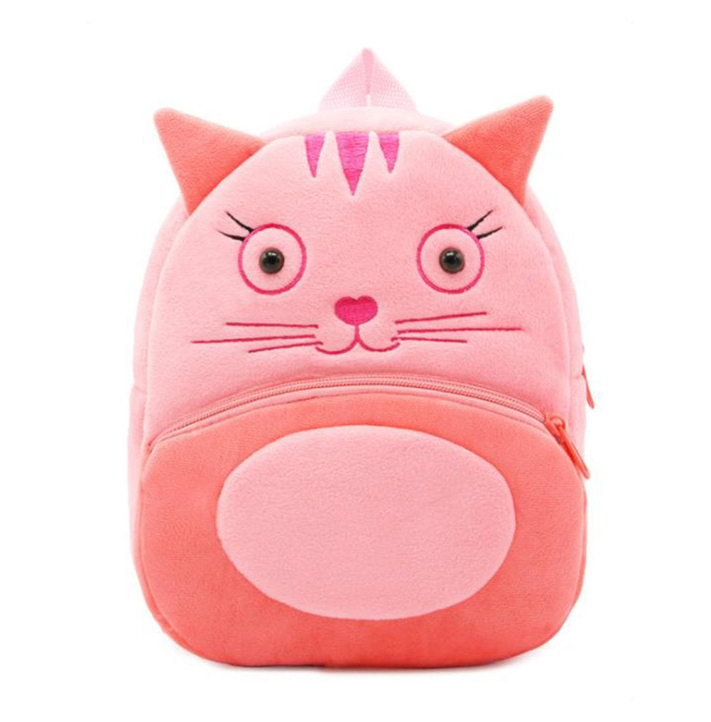 Anykidz 3D Pink Cat Kids School Backpack Cute Cartoon Animal Style Children Toddler Plush Bag Perfect Accessories For Boys and Girls-Backpacks-PEROZ Accessories