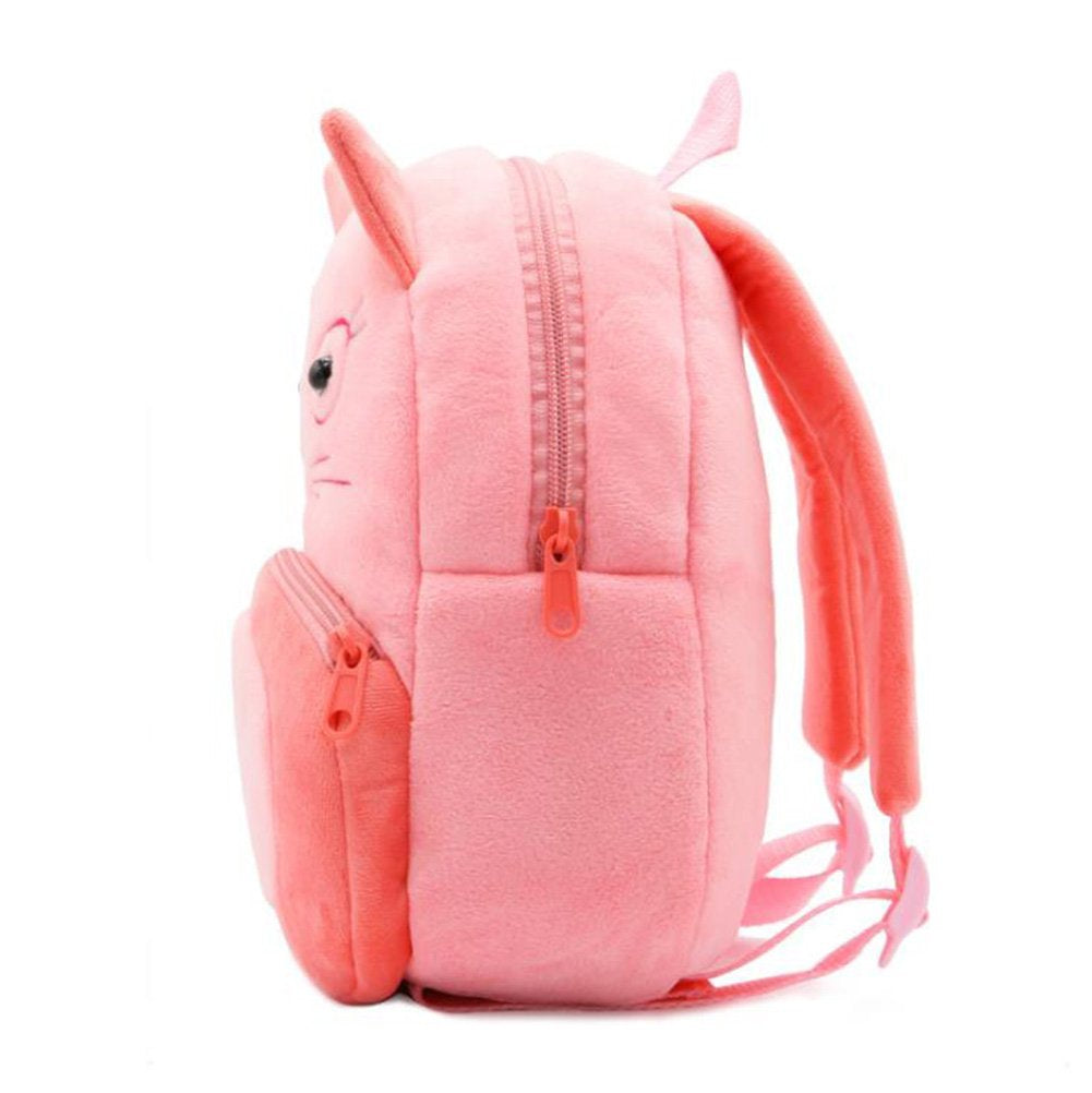 Anykidz 3D Pink Cat Kids School Backpack Cute Cartoon Animal Style Children Toddler Plush Bag Perfect Accessories For Boys and Girls-Backpacks-PEROZ Accessories