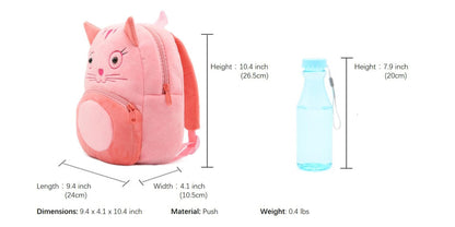 Anykidz 3D Pink Cat Kids School Backpack Cute Cartoon Animal Style Children Toddler Plush Bag Perfect Accessories For Boys and Girls-Backpacks-PEROZ Accessories
