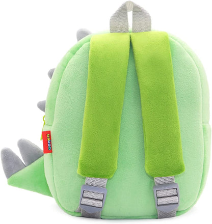 Anykidz 3D Green Big Mouth Dinosaur Kids School Backpack Cute Cartoon Animal Style Children Toddler Plush Bag Perfect Accessories For Boys and Girls-Backpacks-PEROZ Accessories