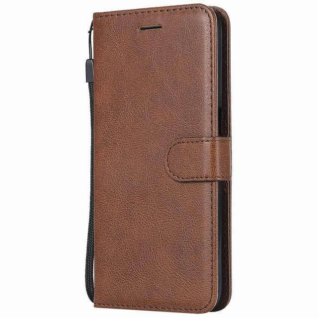 Anymob Xiaomi Redmi Case Brown Luxury Solid Color Leather Wallet Flip Phone Cover Protection-Mobile Phone Cases-PEROZ Accessories