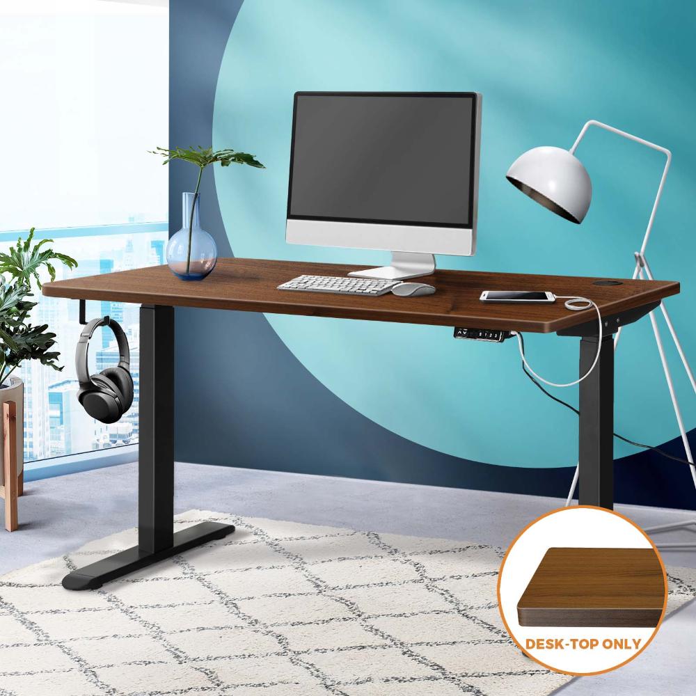 Oikiture Standing Desk Top Adjustable Electric Desk Board Computer Table Walnut-Desk Board-PEROZ Accessories
